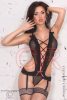 Chilirose harisnyatartós fekete body - S/M
